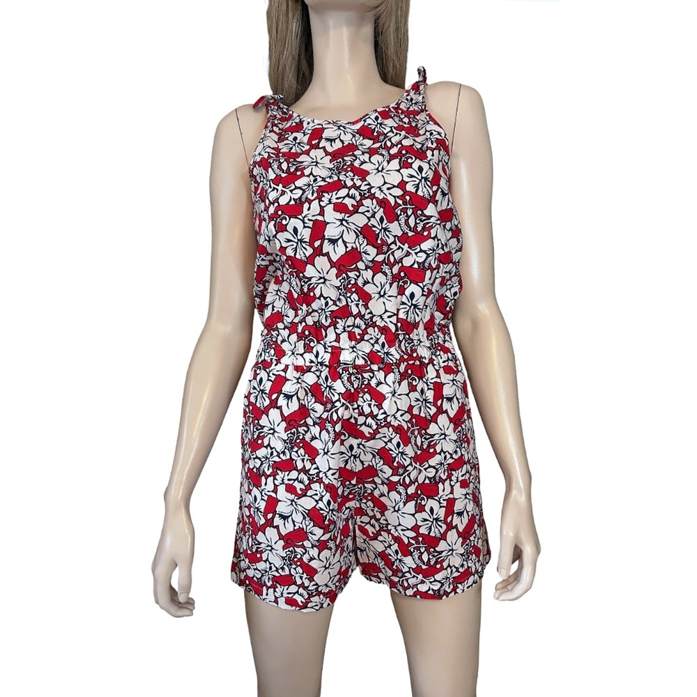 Vineyard Vines Playsuit Romper Shorts 100% Cotton Enlarged Floral Print Branded